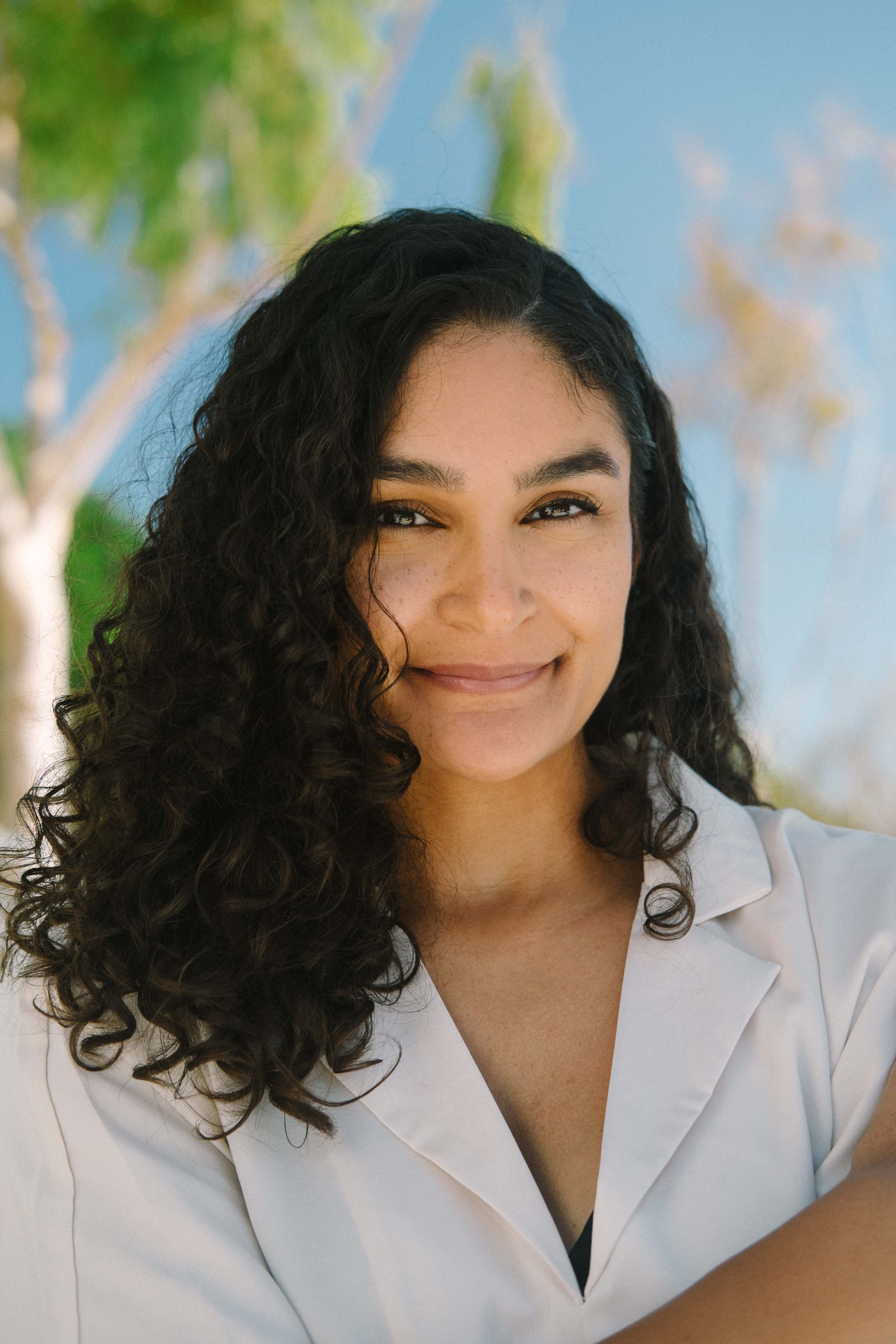 Candid portrait with trees